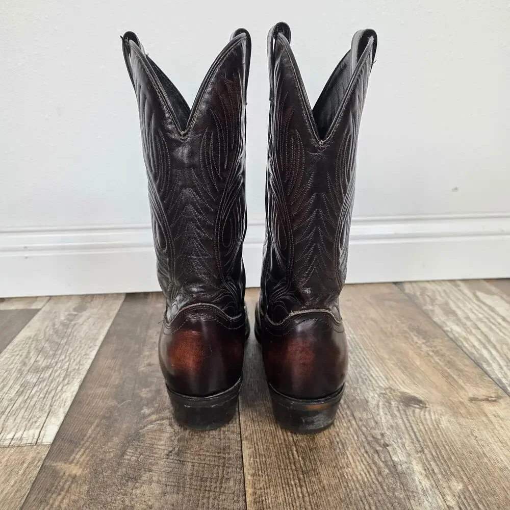 Vintage Laredo Burgundy Leather Cowboy Boots Men’s 10.5 D Made USA Western